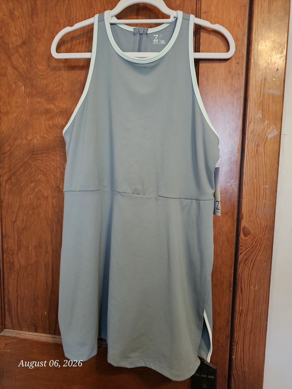 Zella Sage Green Athletic Tank Dress with Mint Trim
